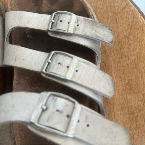 Birkenstock Papillio Florida Silver Sandal Womens Size EU 39 US 8 Triple Strap - Picture 8 of 11